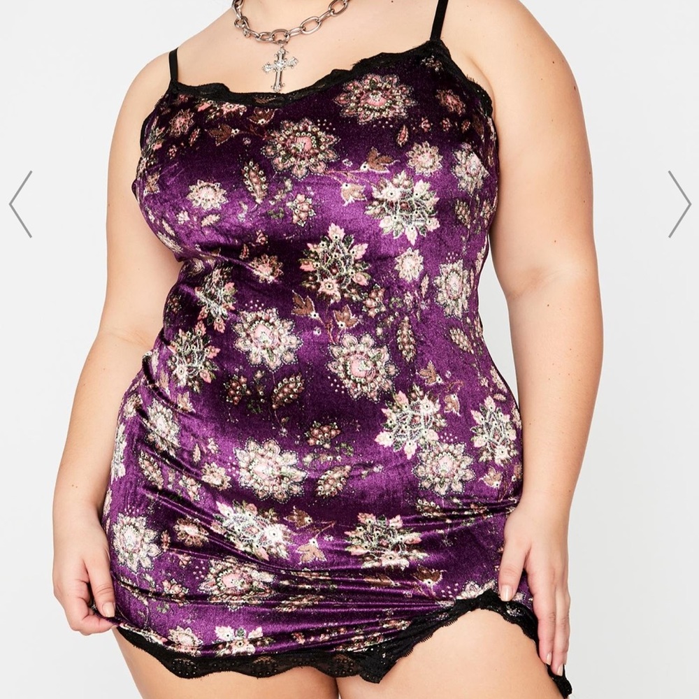 Velvet Floral Slip Dress - Dolls Kill